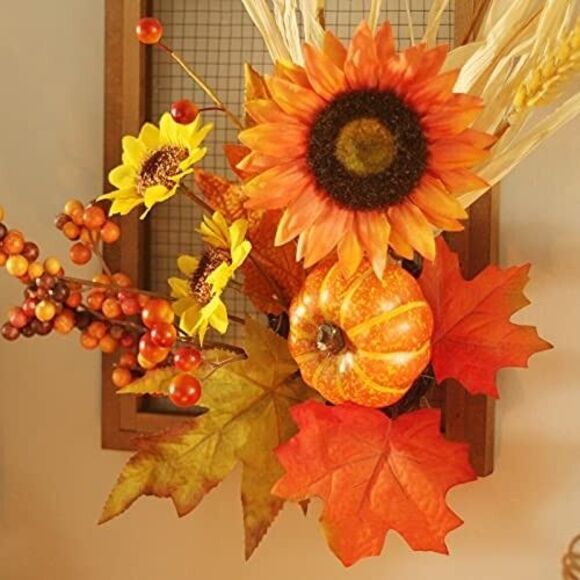 Flower Fall Decorations Home, Rustic Wooden Autumn Wall Decor for Living Room - Picture 3 of 7